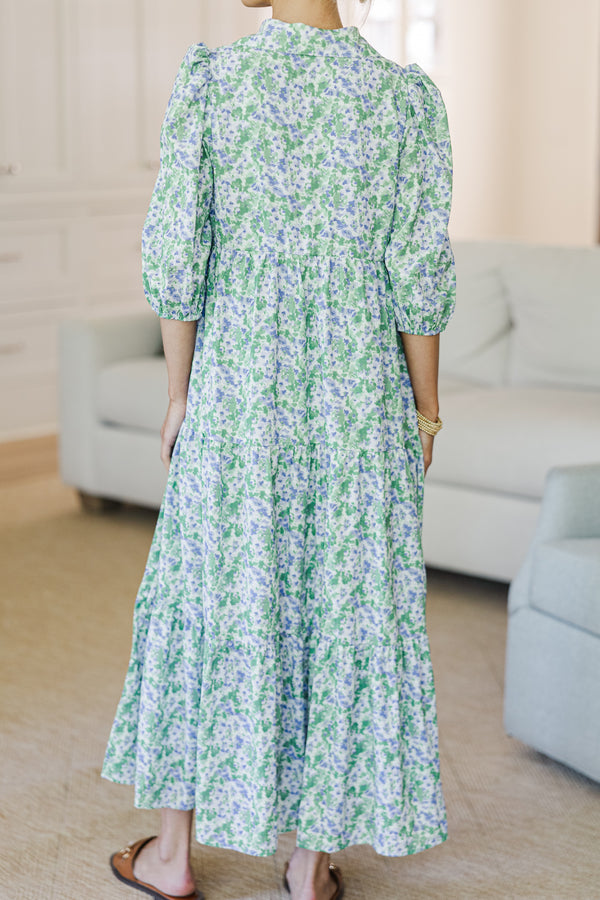 NURSING COLLECTION: Love Found Lavender Ditsy Floral Tiered Midi Dress