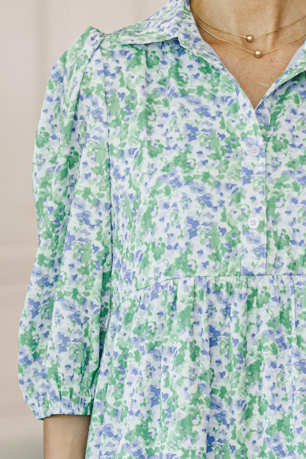 NURSING COLLECTION: Love Found Lavender Ditsy Floral Tiered Midi Dress