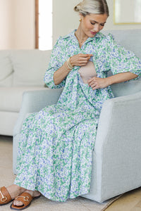 NURSING COLLECTION: Love Found Lavender Ditsy Floral Tiered Midi Dress