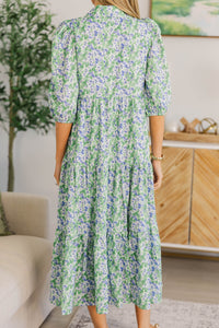 NURSING COLLECTION: Love Found Lavender Ditsy Floral Tiered Midi Dress