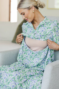 NURSING COLLECTION: Love Found Lavender Ditsy Floral Tiered Midi Dress
