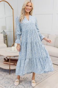 NURSING COLLECTION: What A Surprise Blue Ditsy Floral Tiered Midi Dress