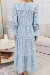 NURSING COLLECTION: What A Surprise Blue Ditsy Floral Tiered Midi Dress