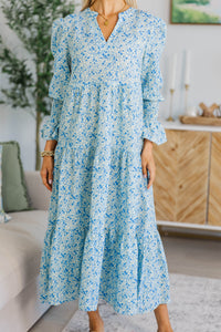 NURSING COLLECTION: What A Surprise Blue Ditsy Floral Tiered Midi Dress