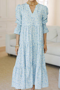 NURSING COLLECTION: What A Surprise Blue Ditsy Floral Tiered Midi Dress