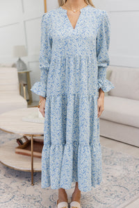 NURSING COLLECTION: What A Surprise Blue Ditsy Floral Tiered Midi Dress