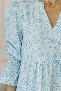 NURSING COLLECTION: What A Surprise Blue Ditsy Floral Tiered Midi Dress