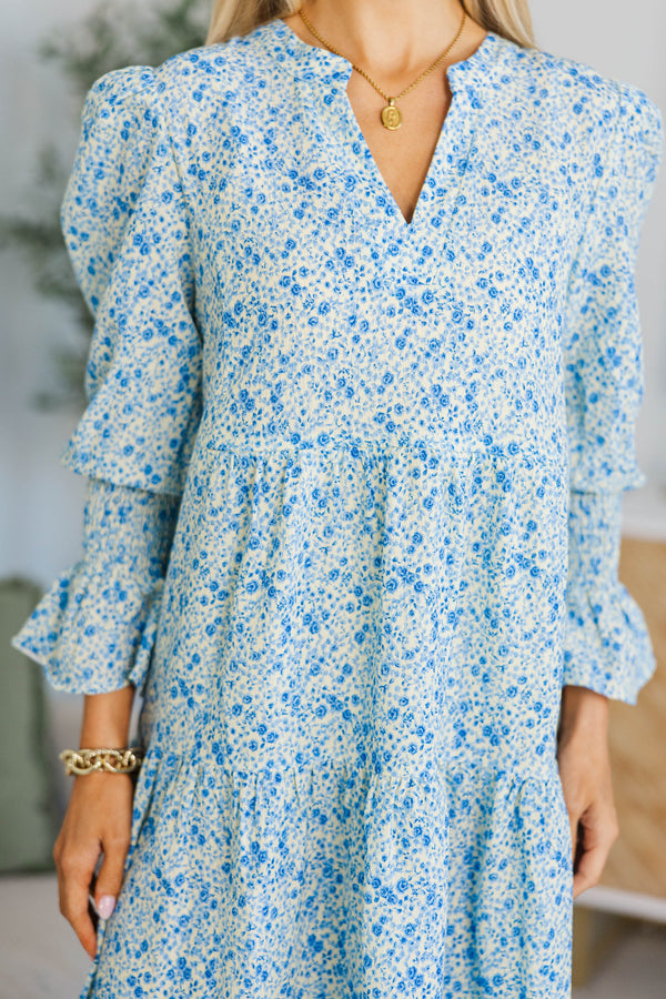 NURSING COLLECTION: What A Surprise Blue Ditsy Floral Tiered Midi Dress, Large - The Mint Julep Boutique | Women's Boutique Clothing NURSING COLLECTION: What A Surprise Blue Ditsy Floral Tiered Midi Dress, Large - The Mint Julep Boutique | Women's Boutique Clothing