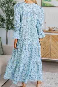 NURSING COLLECTION: What A Surprise Blue Ditsy Floral Tiered Midi Dress