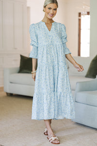 NURSING COLLECTION: What A Surprise Blue Ditsy Floral Tiered Midi Dress