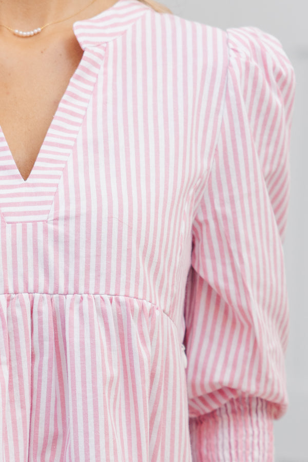 NURSING COLLECTION: In Your Happy Place Pink Striped Dress