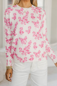 Figure It All Out Pink Toile Sweater