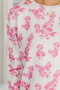 Figure It All Out Pink Toile Sweater