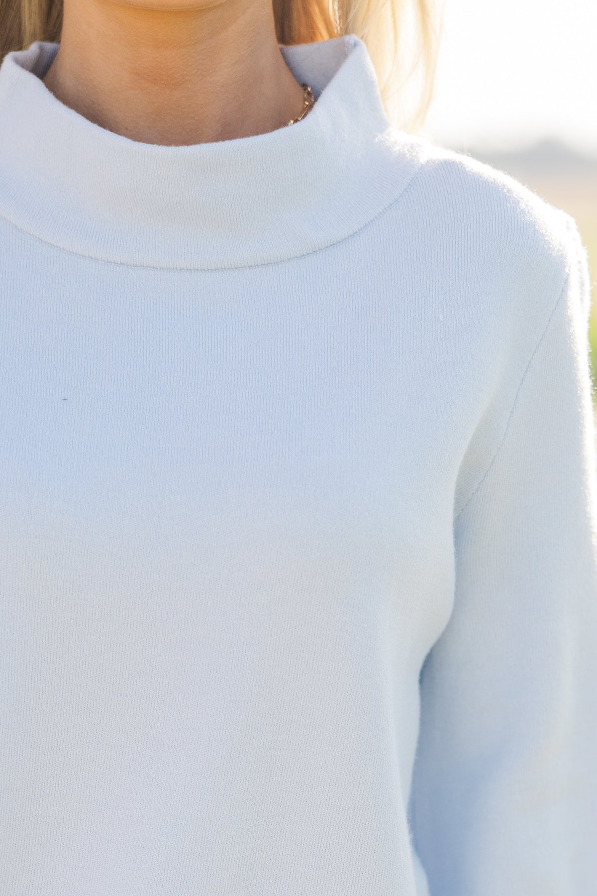 Cozy Hour Mock Neck Sweatshirt - Light Blue