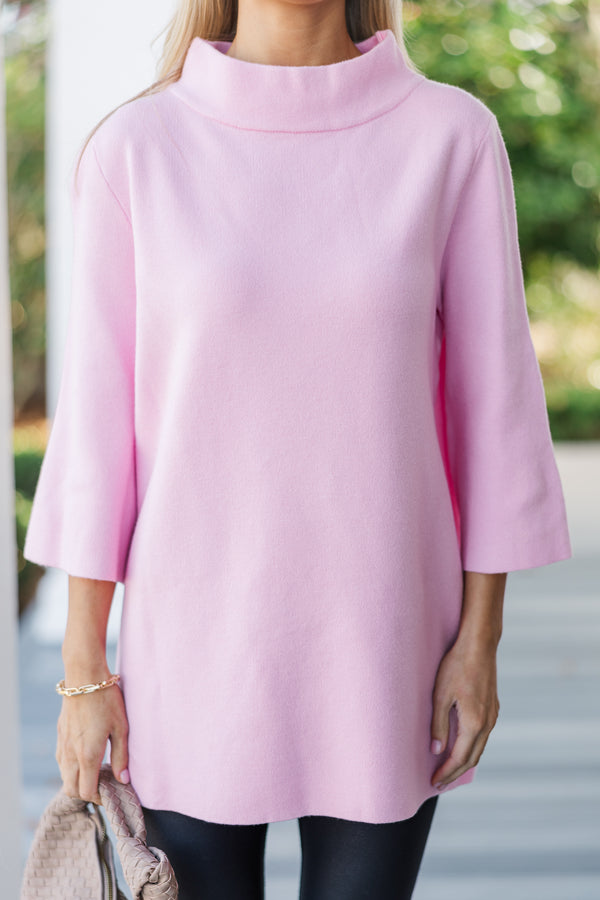 With Ease Blush Pink Mock Neck Sweater Tunic