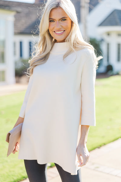 white christmas dresses With Ease Cream Mock Neck Sweater Tunic – Shop the Mint
