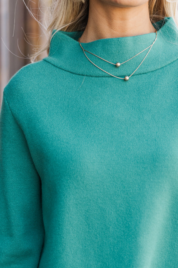 With Ease Teal Mock Neck Sweater Tunic
