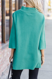 With Ease Teal Mock Neck Sweater Tunic