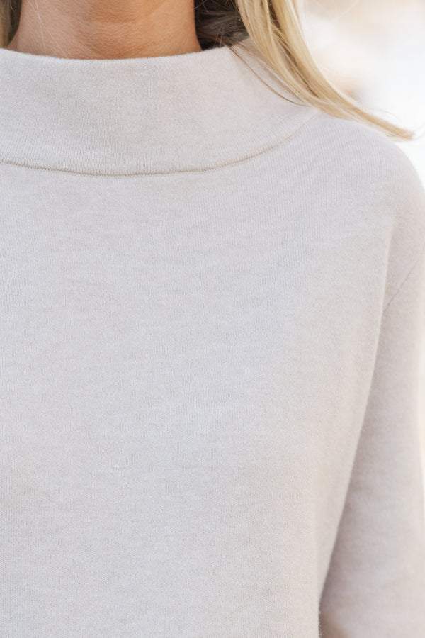 With Ease Oatmeal Mock Neck Sweater Tunic