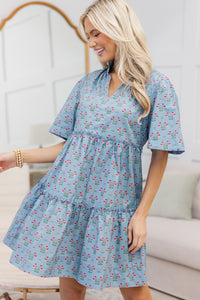 NURSING COLLECTION: Feeling Your Best Blue Floral Medallion Dress