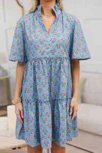 NURSING COLLECTION: Feeling Your Best Blue Floral Medallion Dress