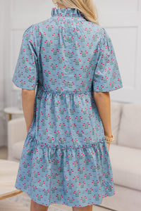 NURSING COLLECTION: Feeling Your Best Blue Floral Medallion Dress