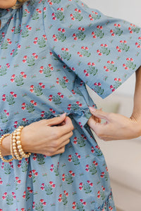 NURSING COLLECTION: Feeling Your Best Blue Floral Medallion Dress