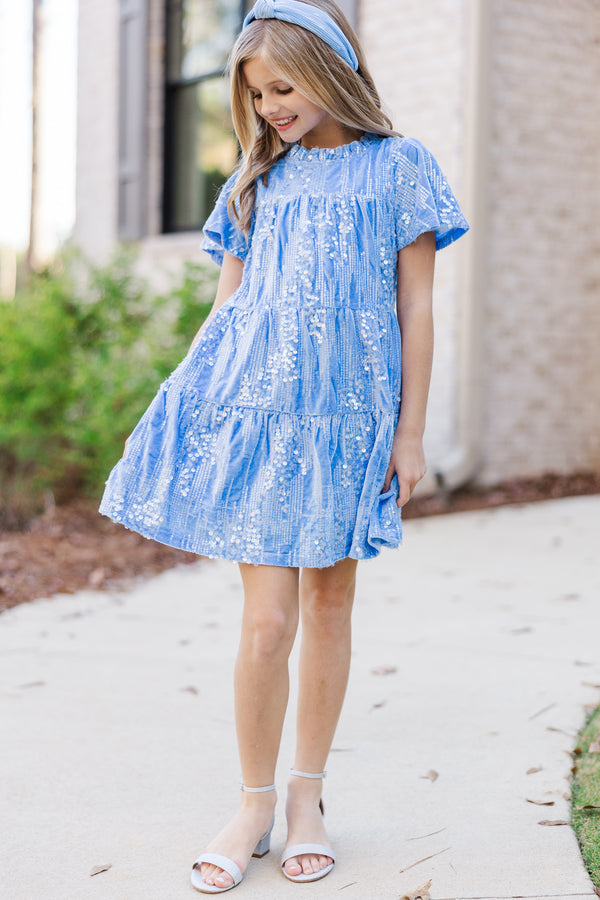 Girls: The Skylar Light Blue Sequin Dress Shop the Mint Girls: The Skylar Light Blue Sequin Dress Shop the Mint