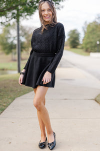 Girls: The Kelcie Black Cable Knit Crop Sweater