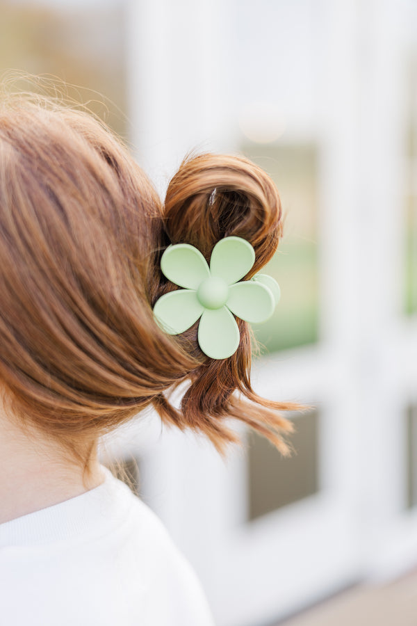 Girls: The Bethany Sage Green Flower Clip