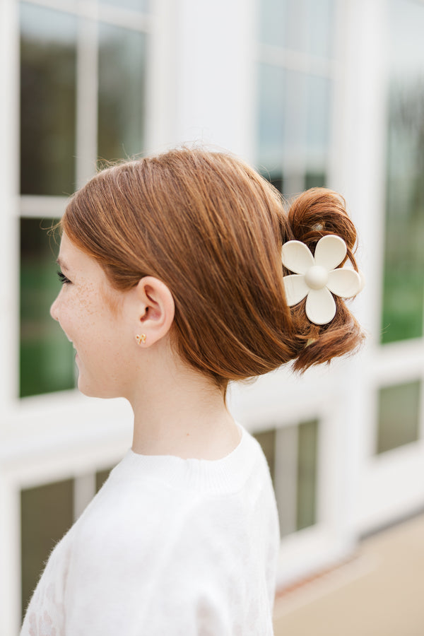 Girls: The Bethany Cream Flower Clip