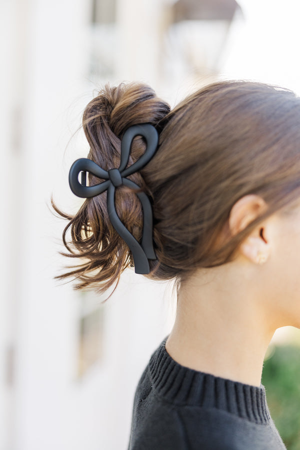 Girls: The Allie Black Bow Claw Clip