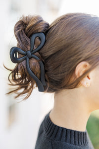 Girls: The Allie Black Bow Claw Clip