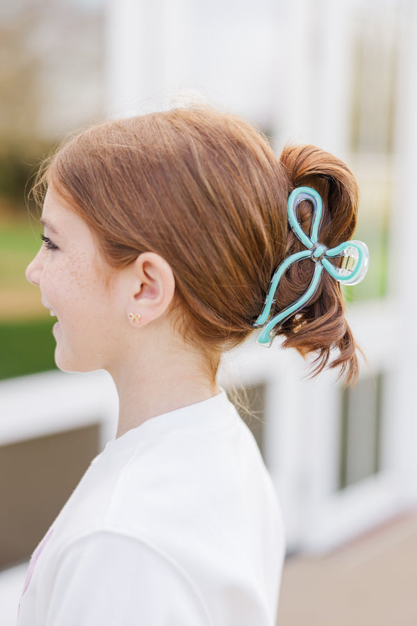 Girls: The Allie Mint Bow Claw Clip