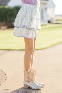 Girls: Sweet Dreams White Floral Ruffled Skirt