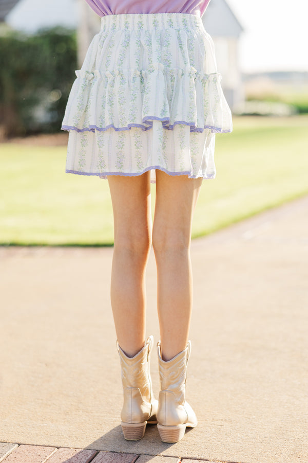 Girls: Sweet Dreams White Floral Ruffled Skirt