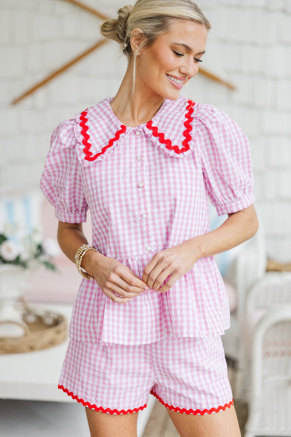 Love Story Pink Gingham Blouse