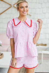 Love Story Pink Gingham Blouse