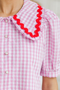 Love Story Pink Gingham Blouse