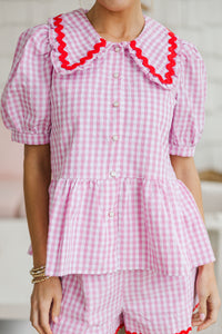 Love Story Pink Gingham Blouse