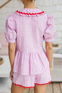 Love Story Pink Gingham Blouse