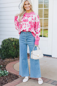 You're All I Want Pink Floral Sweater