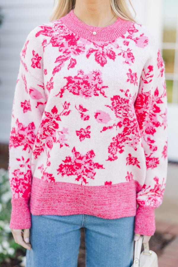 You're All I Want Pink Floral Sweater