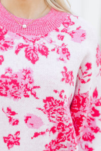 You're All I Want Pink Floral Sweater