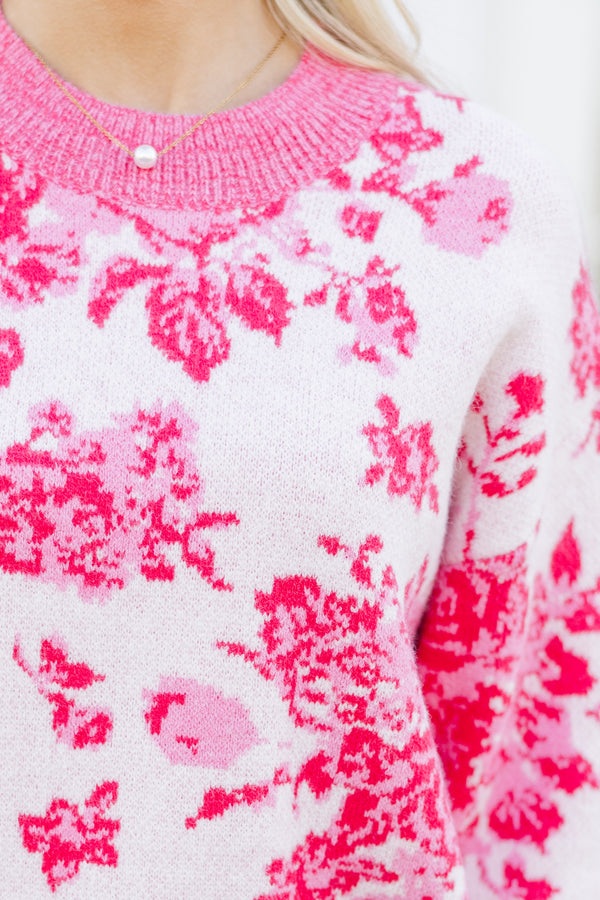 You're All I Want Pink Floral Sweater