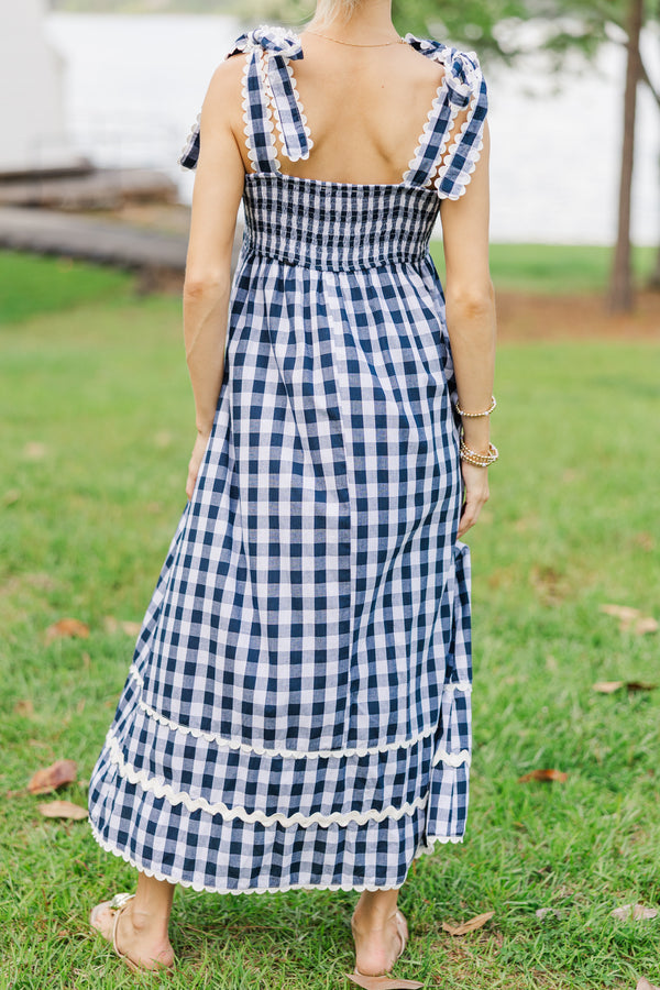 blue picnic dress Picnic Perfect Gingham Midi Dress in Blue Small