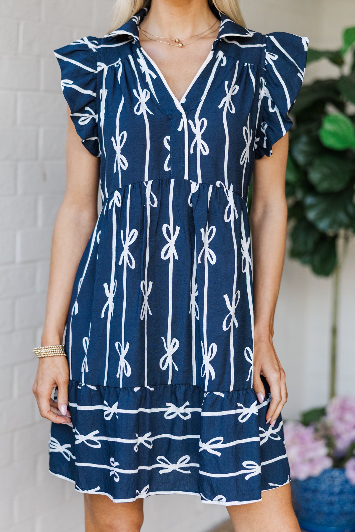 Bow Printed Robe On The Rise Navy Blue Bow Print Dress – Shop the Mint