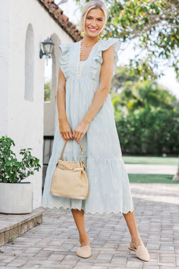 What I've Found Sage Green Gingham Midi Dress Shop the Mint What I've Found Sage Green Gingham Midi Dress Shop the Mint