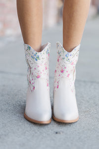 Walk On By Cream Floral Booties