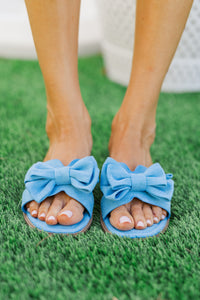 In Your Dreams Denim Blue Bow Sandals